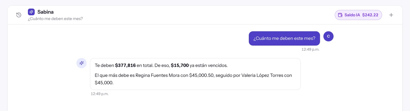 Sabina, asistente con IA del software dental, responde cuánto deben los pacientes